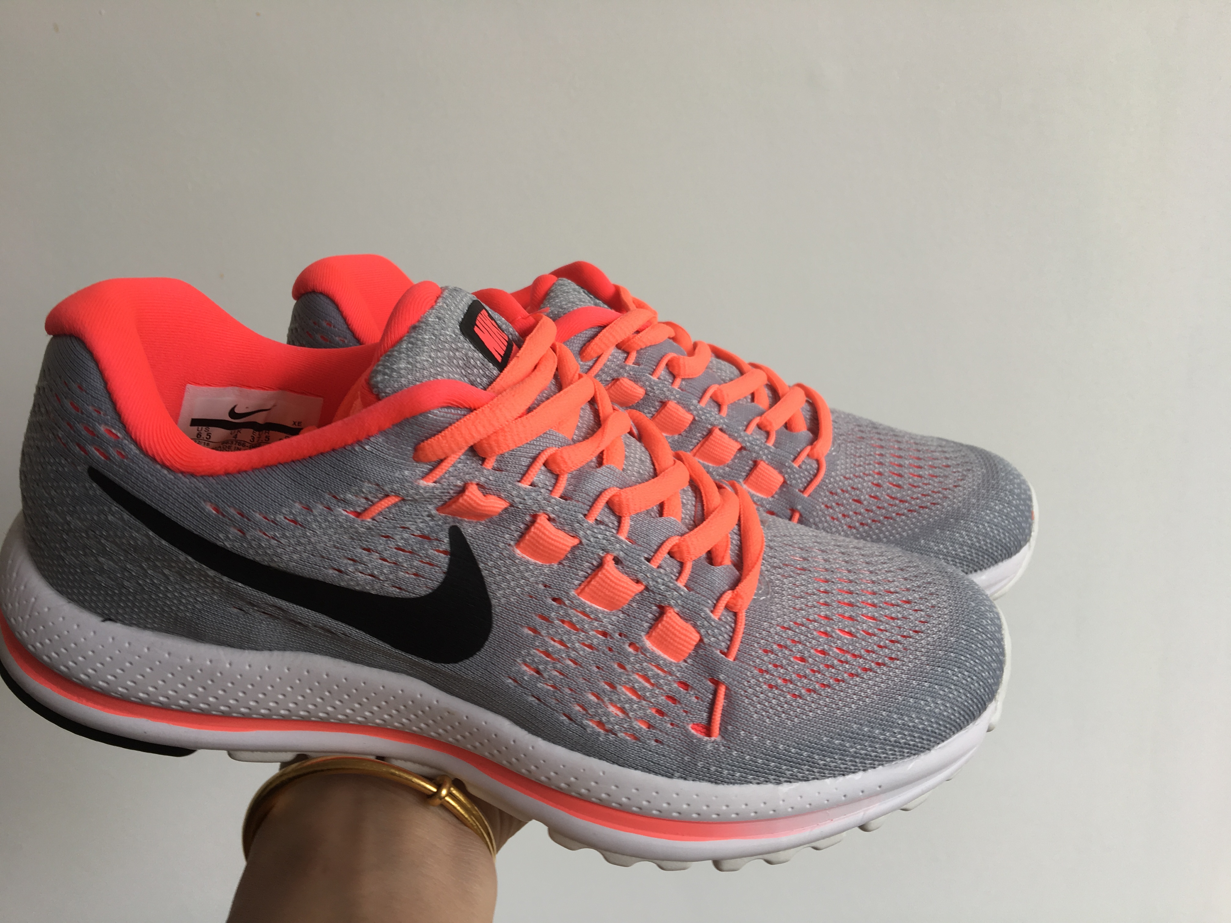 Women Nike Air Zoom Pegasus V12 Grey Orange Shoes - Click Image to Close